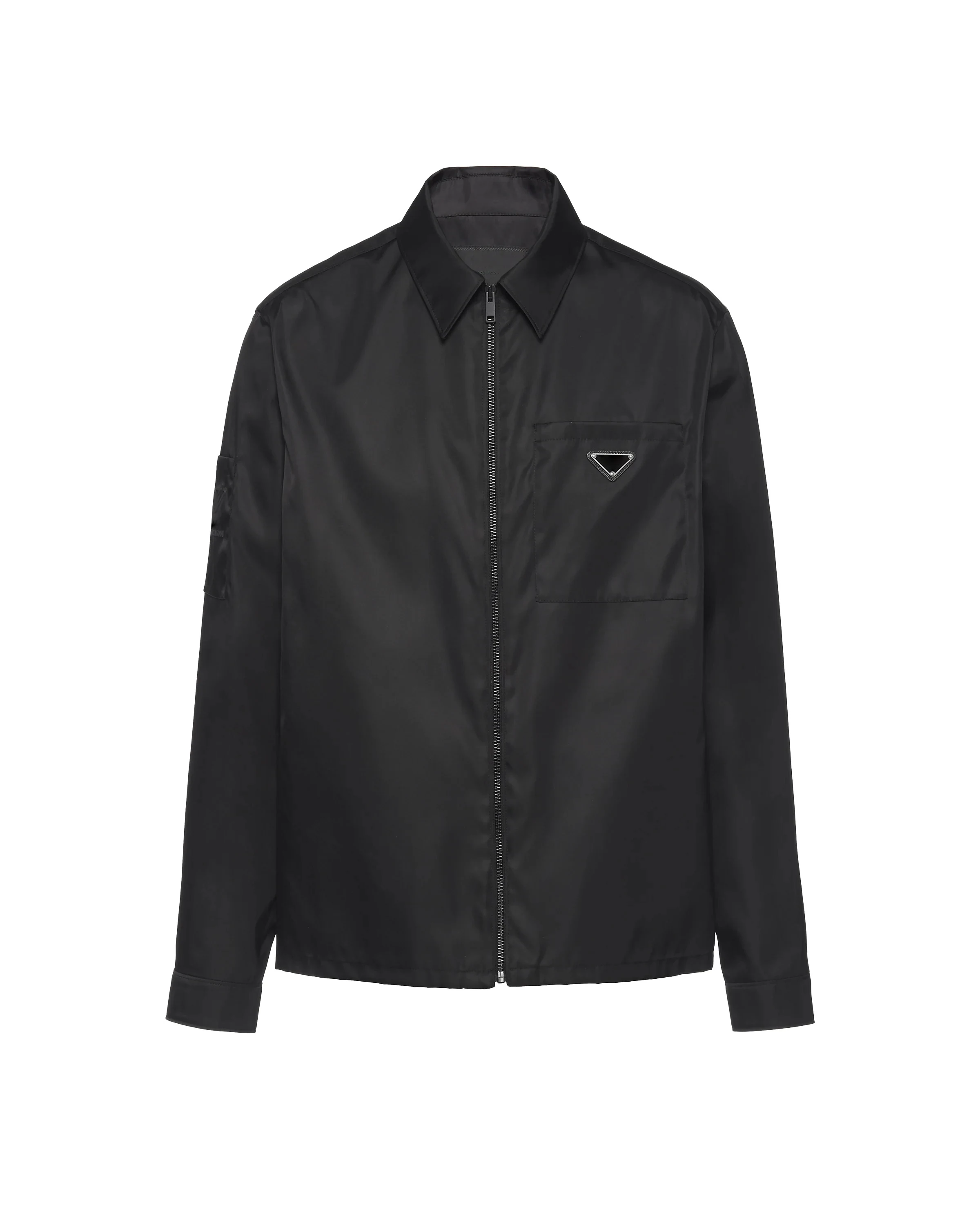 
Factory Recommend Custom Logo Environmentally Friendly Re-nylon Long Sleeve Zipper And Pocket Front Men Shirt 