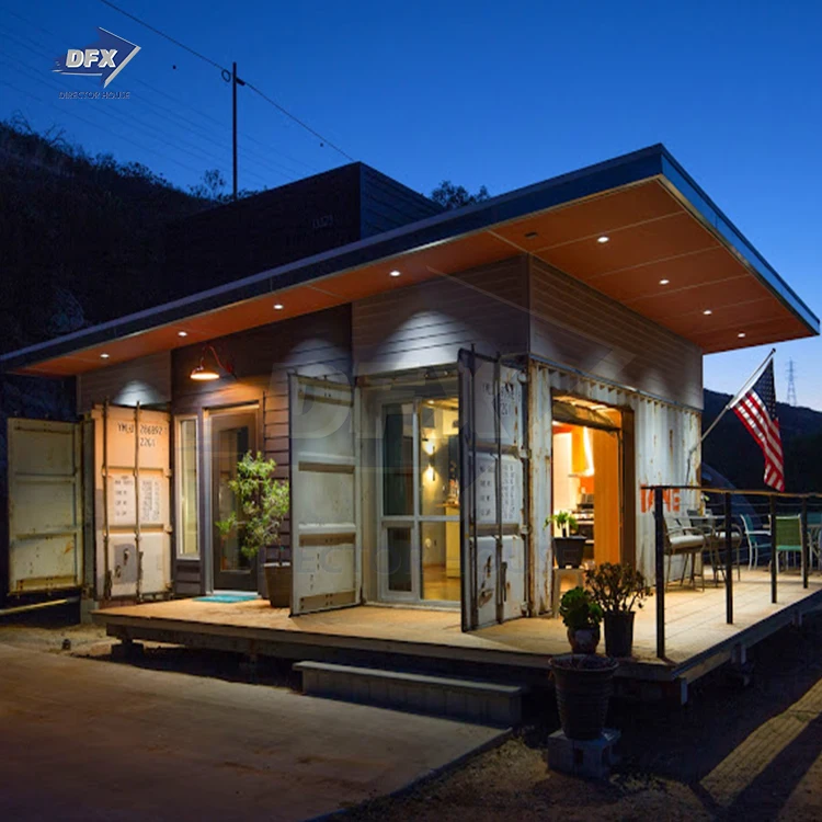 Shipping container house with garage 2 bedroom 40ft modular prefab garden building coffee shop bar tiny home