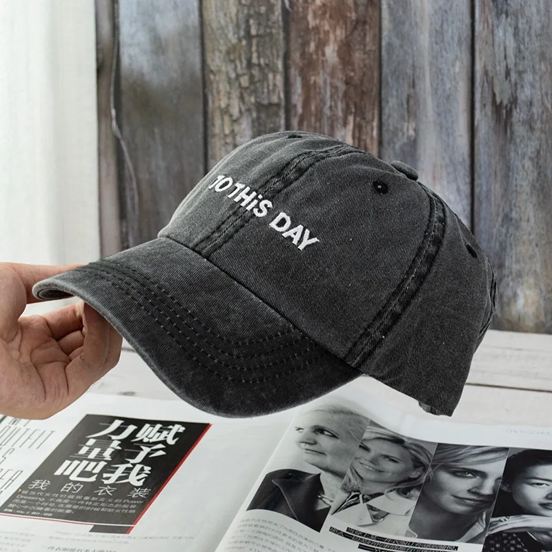 
Hot sale washed denim baseball cap sport cap with letter embroidery 