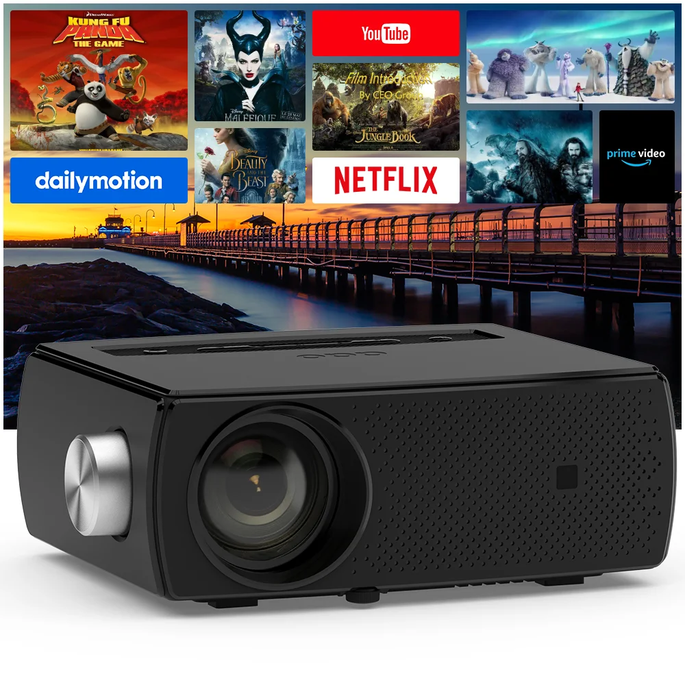 Rohs Projector Video Projecteur 1080P Resolution 250ANSI 4D Keystone Correction Wifi Version Smart TV Led LCD Projector Supplier