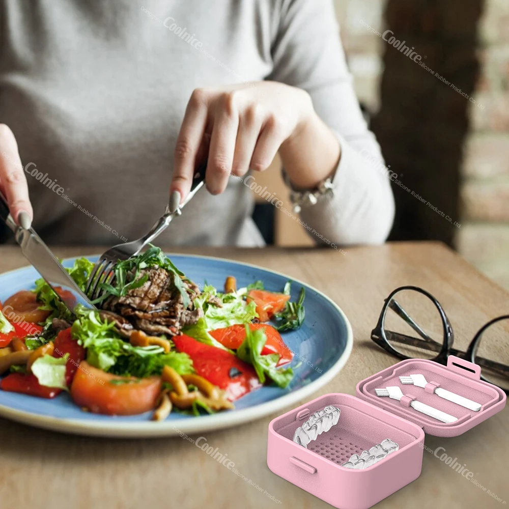 2024 New Design Product Custom Logo Invisible Storage Box Silicone Orthodontic Aligner Retainer case Aligner Dental Denture Box