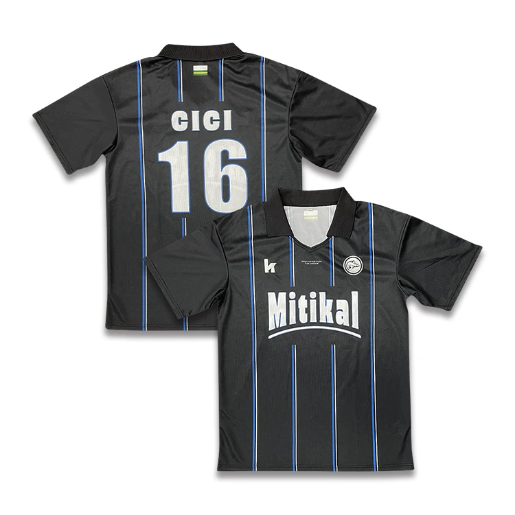 Custom Retro Collar Soccer Shirts Classic Strip Sublimation Embroidery Logo Vintage Street Wear Youth Football Team Jersey