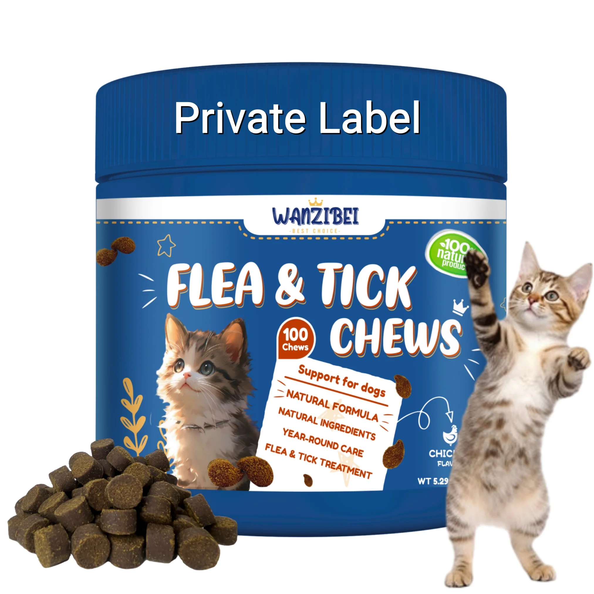 Wholesale Natural Cat Treats Flea and Tick Prevention for Cats 120 Soft Chews Natural Defense Pest with Multivitamin for cats