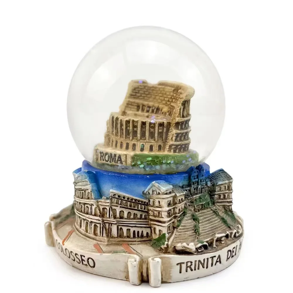 Hot sales Custom European Snowflake Ball Italian Ancient Roman Arena Tourist Souvenir Snow Globe Gifts Resin Glass Snowball