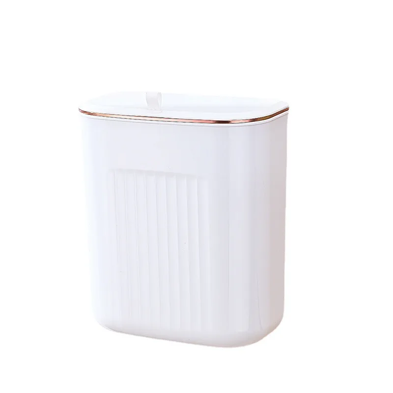 Kitchen perforation-free wall hanging trash can Household garbage bin with clear tape lid