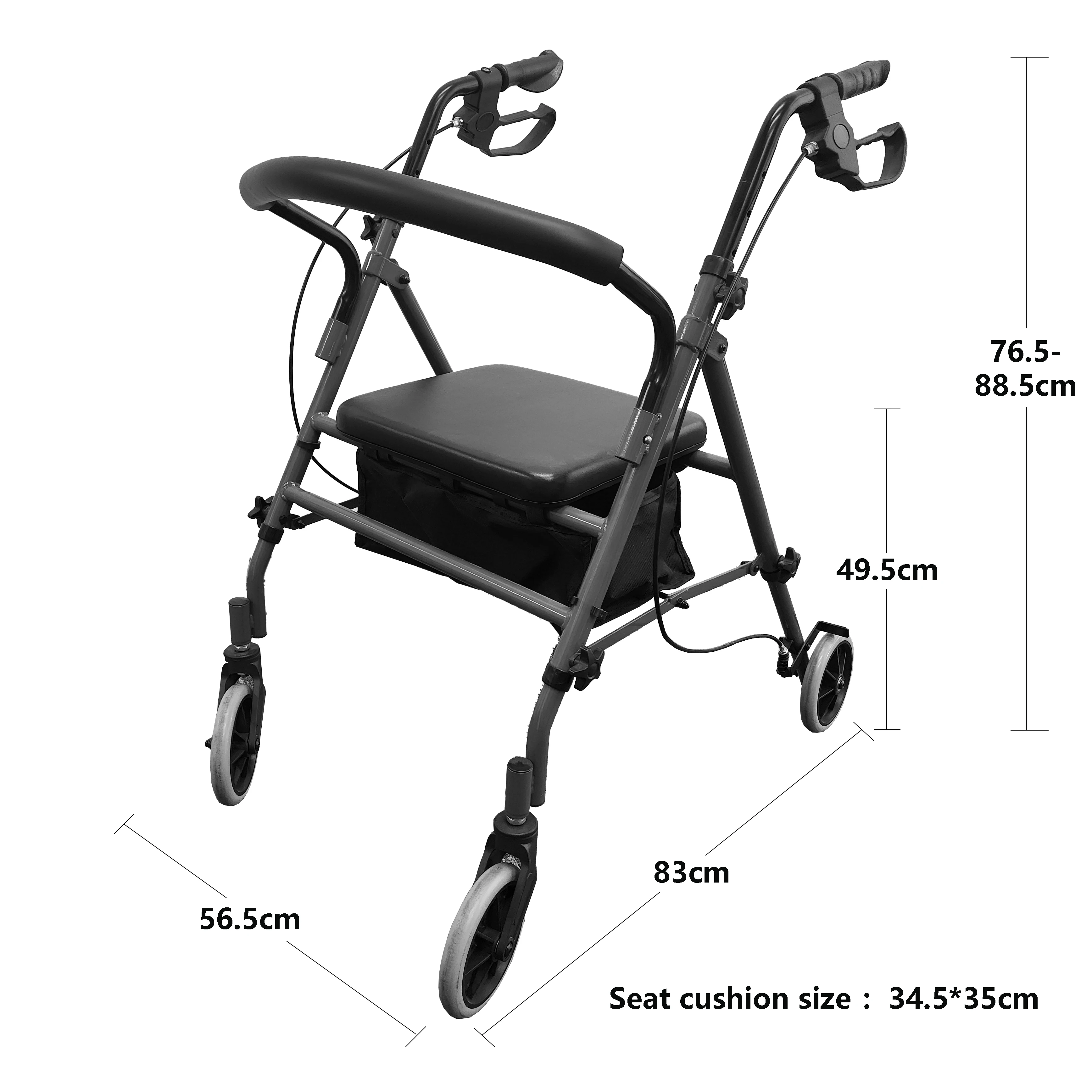 Senior High Quality Aluminium Durable Adjustable Adult Rollator Walker For Elderly