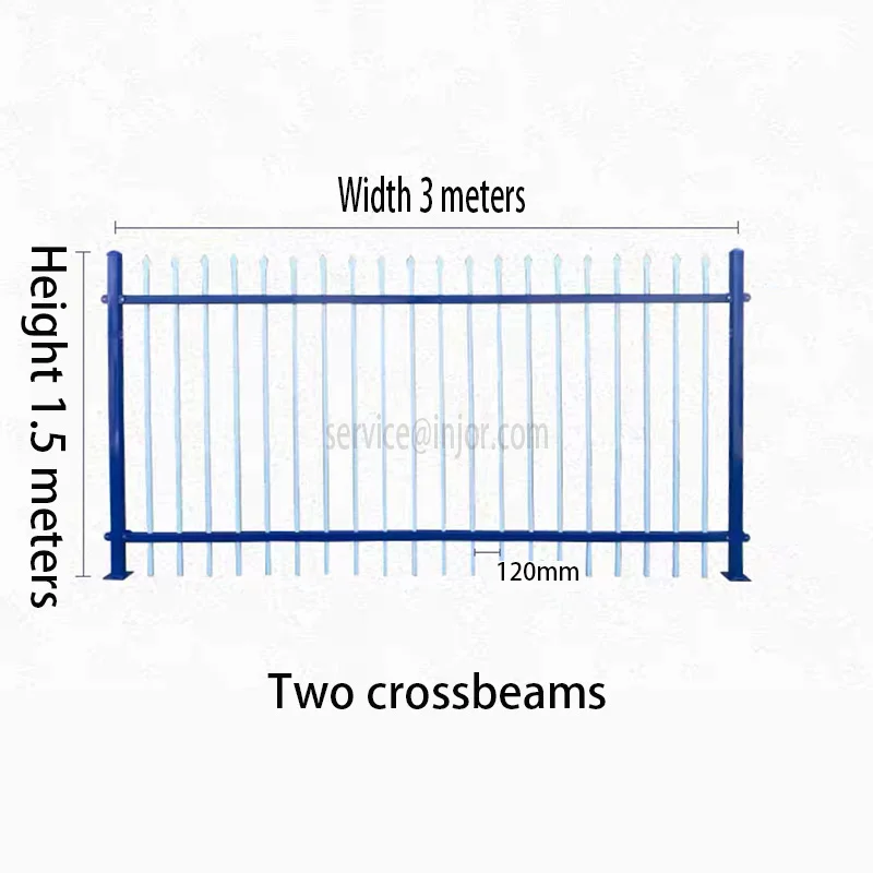 INJOR Easily Assembled High Quality Black Residential And Commercial Ornamental Wrought Iron Metal Garden Fencing