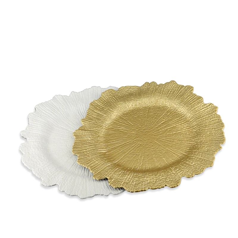 Wholesale cheap reusable fancy luxury party supplies serving tray plastic plate for wedding