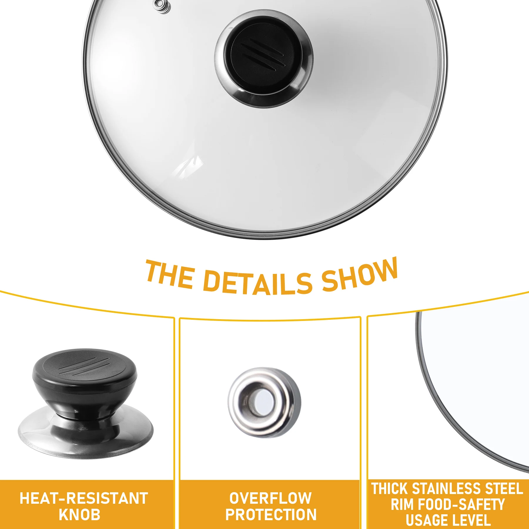 clear tempered glass lid with knob glass pot lid glass cooking pot cover for cookware accessores