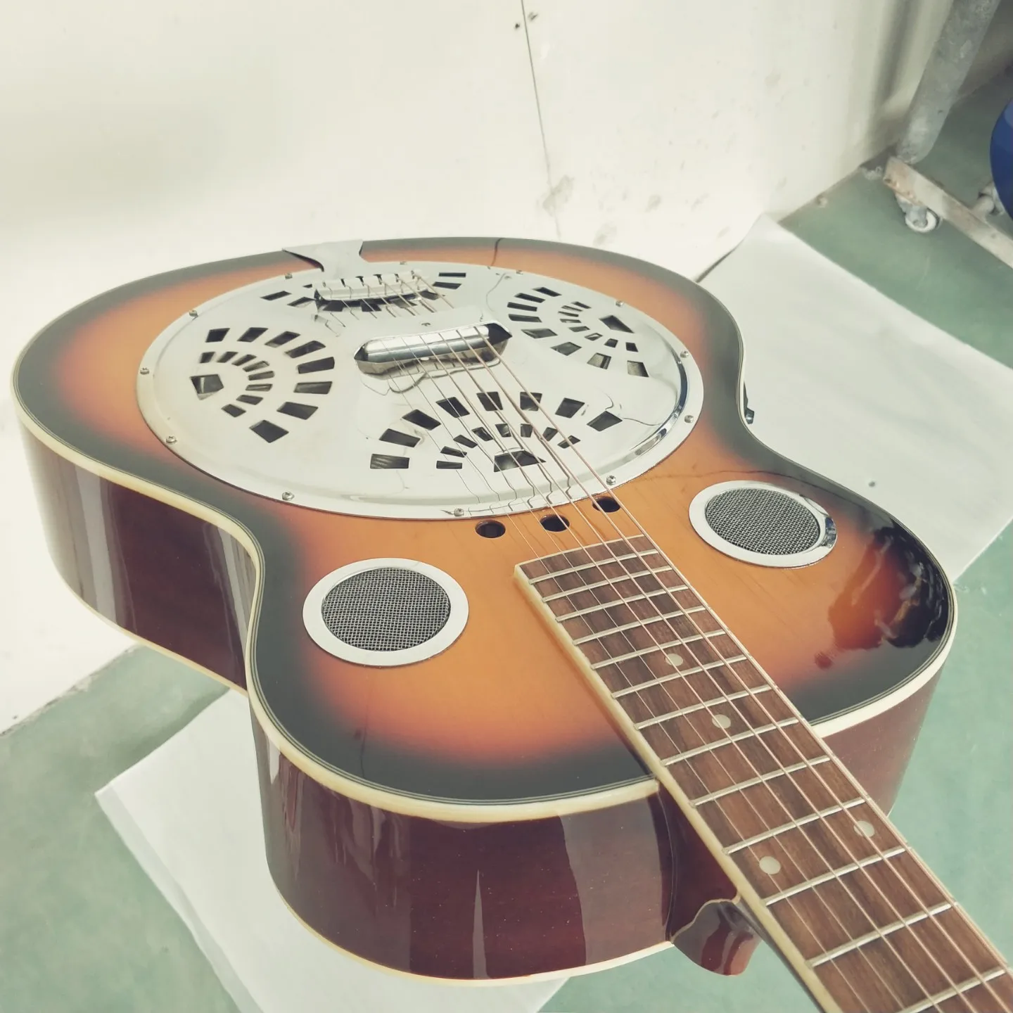 Electric  Guitar Resonator 6 String  Double F Hole Resophonic Electric Guitar