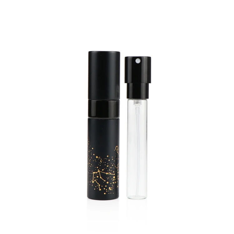 Refillable 8 9 10 15 ml mini pocket size twist perfume round aluminum atomizer travel spray bottle with gift box