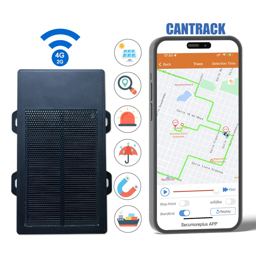Long Standby GPS Tracker 10000nAh Solar Tracker for Container Logistic Fleet Management Tracker