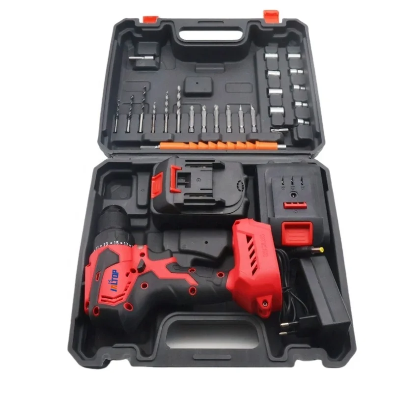 High-Power 21V Brushless Li-Ion Industrial Grade Cordless Impact Drill Set Variable Speed Mini Electric Drill Motor Power Source