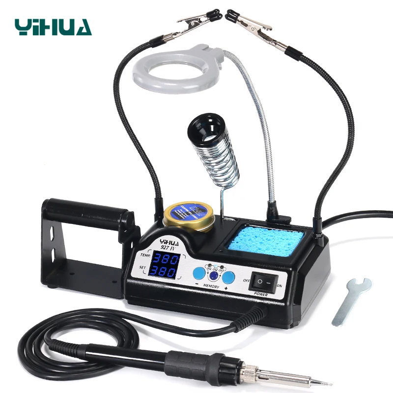 YIHUA 927-IV 60W Pcb Soldering Station Adjustable Temperature Soldering Iron Station Solder Roll Holder Provided 17.5 KGS CN;GUA