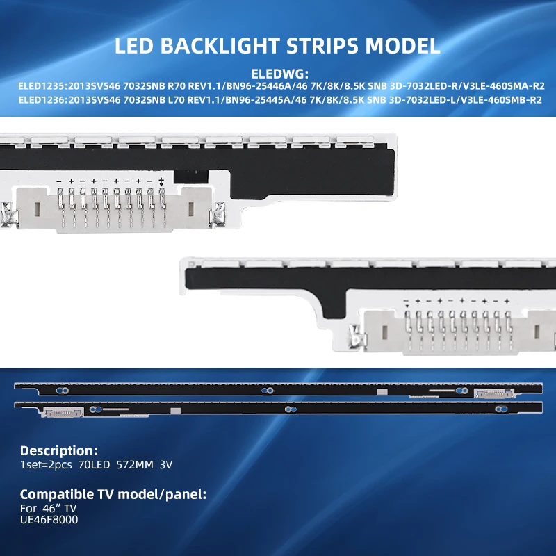 LED bar  2pcs LED Strip BN96-25445A 25446A V3LE-460SMA-R2 2013SVS46 for  46inch UE46F8000 UE46F7000 UN46F7500AF UN46F7100AF
