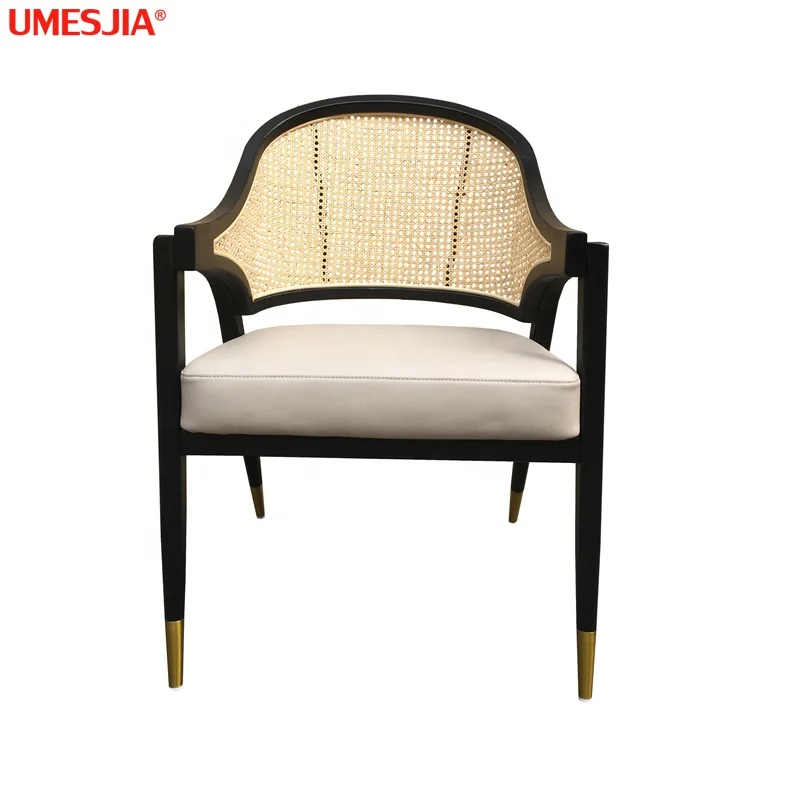 Light luxury solid wood dining  chair black coffee chair customizable Rattan chair Antique Furniture