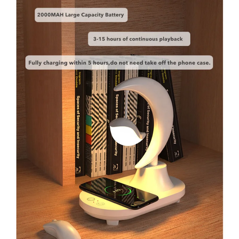 Dimmable wireless charger music speaker bedroom RGB ambient romantic light table night lamp decoration for beauty living room