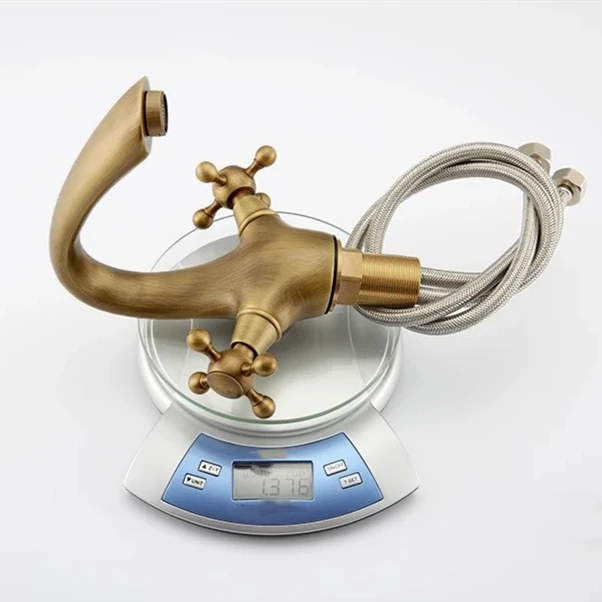 European Antique brass basin mixer basin taps Gooseneck basin faucet