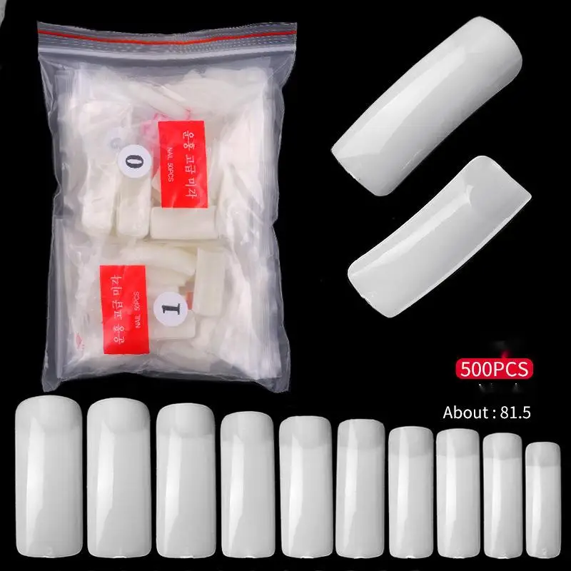 Nail 500 pieces/bag   French  half full nail plate natural transparent nails artificial fingernails artificial fingernails