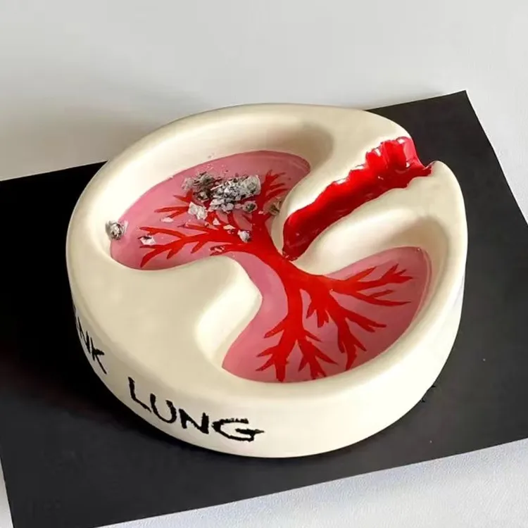 Home Office Smoking Resin Crafts Souvenirs Personalized Creative A Pink Lung Heart Shaped Resin Ashtray