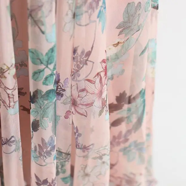 
Print dress Long floral pleated Skirt New Fashion jupe for Women High Waist Solid Casual faldas largas Summer Spring Saias 