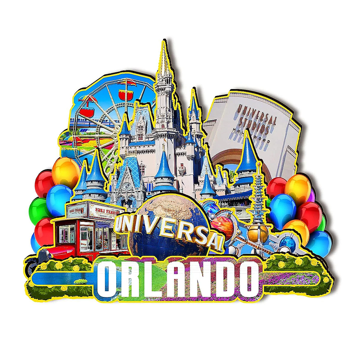 3D Fridge Magnet Engrave Custom Logo Tourist Souvenirs Wood Carving 2 layer Wood Fridge Magnet