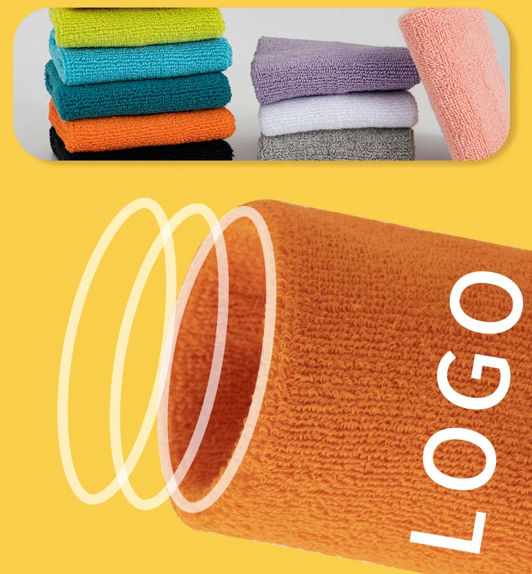 Custom Logo Colorful Tennis Wristbands Towel Moisture Absorbent Wrist Protection Sweatband Tennis Wristbands Wrist Sweatband