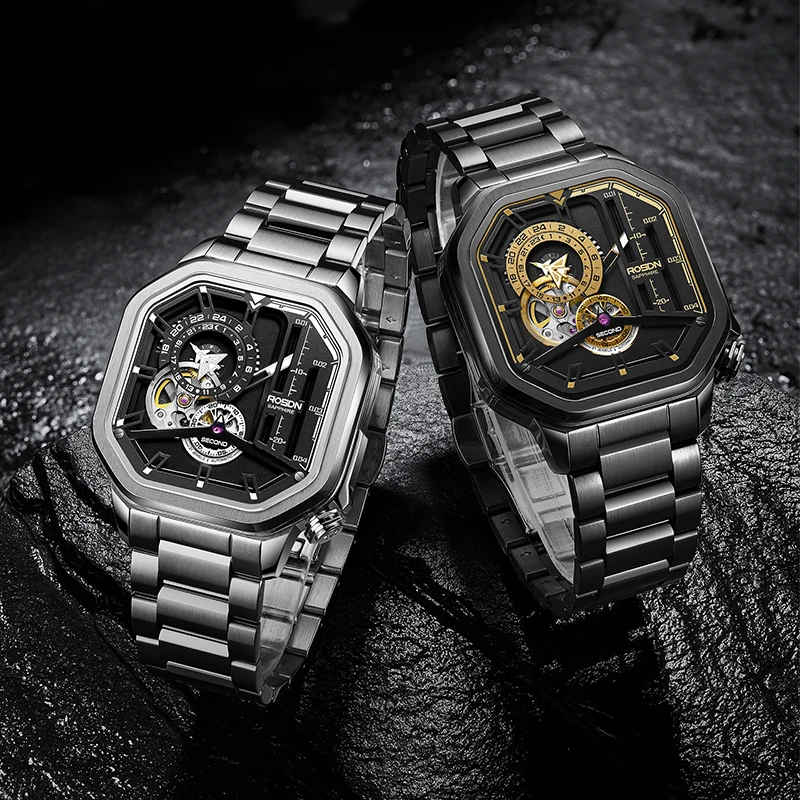 Sample Available Private Label Mechanical Watches 5 ATM Chronograph Design Skeleton Automatic Mechanical Watch