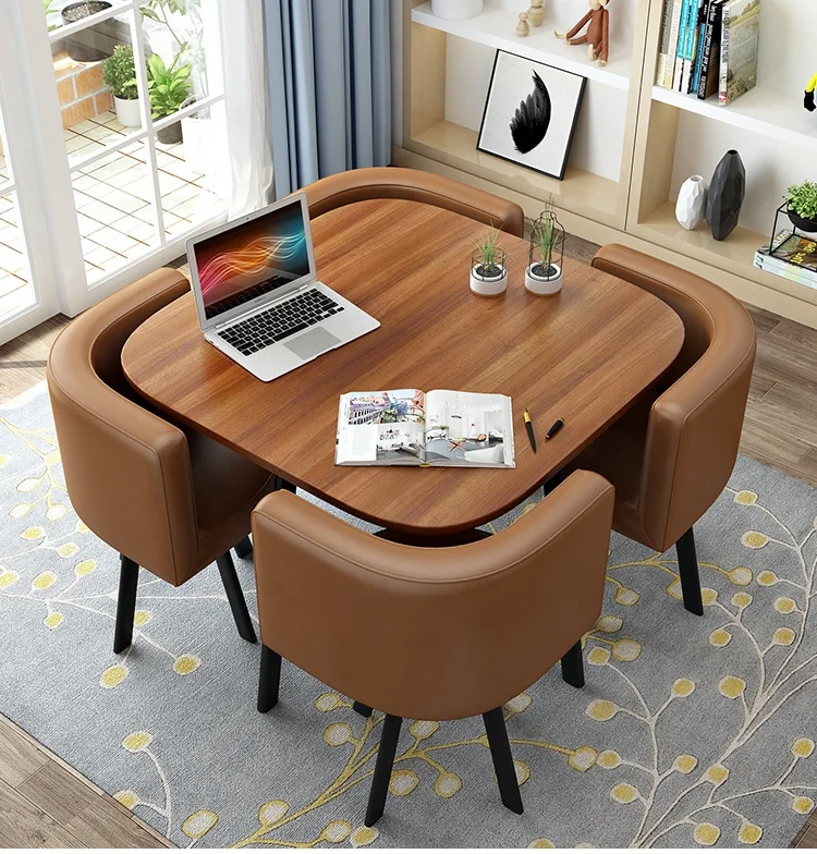 Nordic Wooden Round Dining Cafe Table Designs Small Space Saving Modern Dining Room Table Set With 4 Chairs