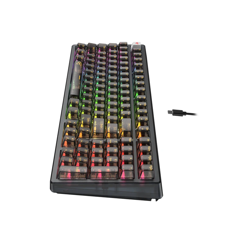 Havit KB875L 98 Keys Hot Swap RGB Lights Fully Transparent Backlit Mechanical Gaming Keyboard with Gasket Structure