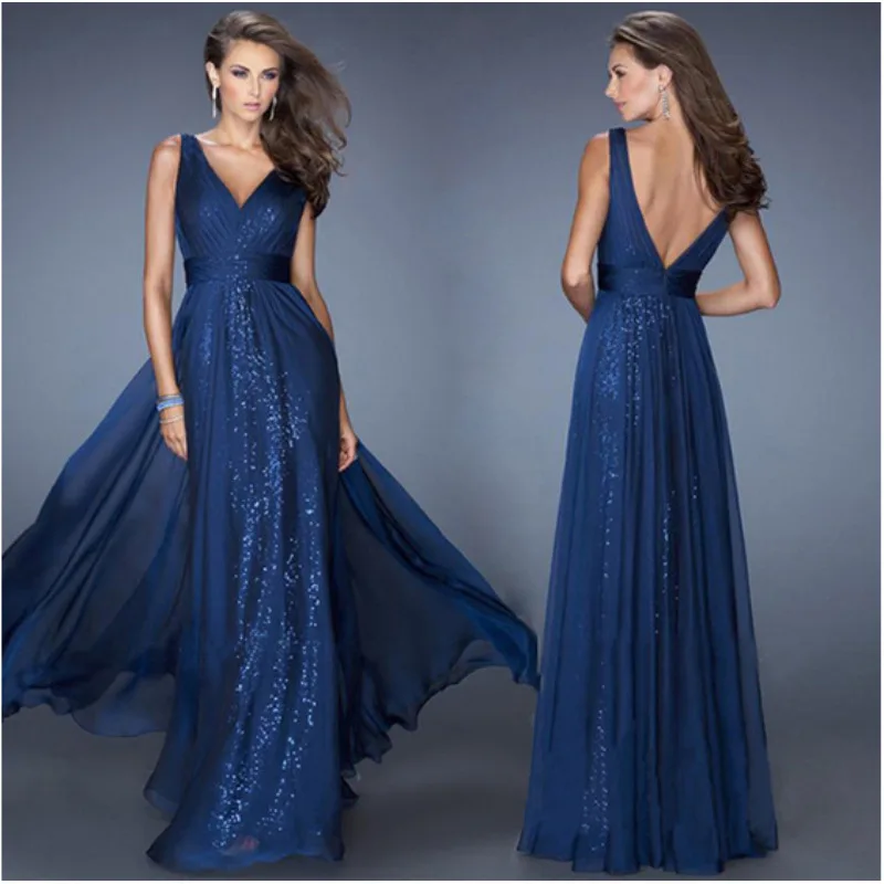 Hot Sale New Elegant Beaded Sleeveless Party Bridesmaid Prom Ball Gown Long Evening Dress
