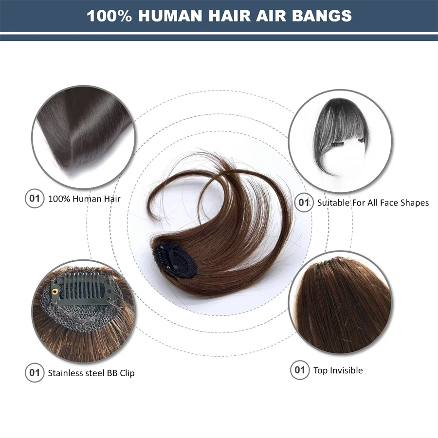 Hot Sale Remy Clip In Extension 3D Air Bangs Top Quality Wholesale Cheap 100% Human Hair Fringe