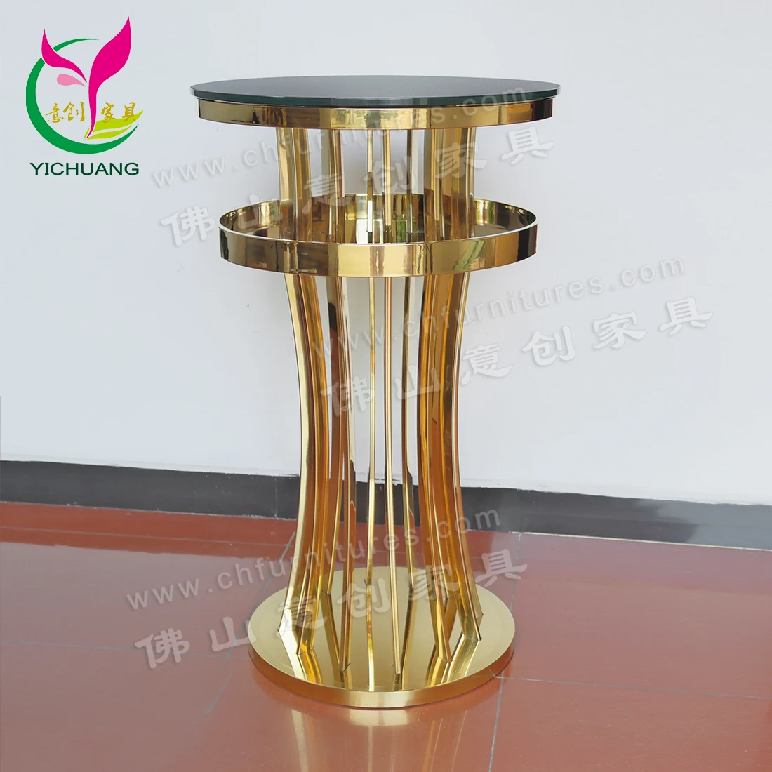 Fashion Light Luxury Bar Cafe Glass Table Stainless Steel