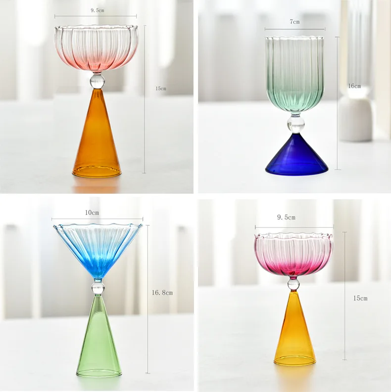 Ice Cream Stripe Cup Gradient Color Dessert Glass Cocktail Ice Cream Water Cup