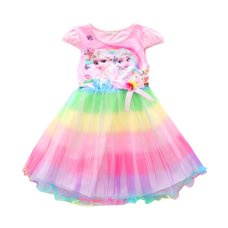 
2019 new design girls cartoon dresses cotton material unicorn dresses for kids 2-6 years old 