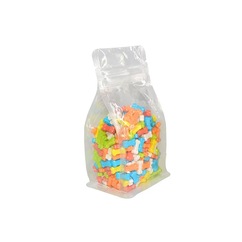 Various size transparent flat bottom candy/rice/cookie/snack/sugar plastic food packaging bag with zipper