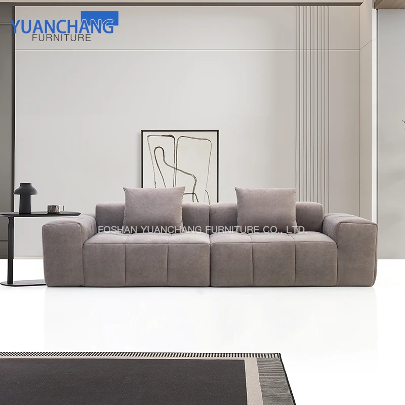 Yuanchang grey fabric design l shape lazy 2 seater sofa set sofa living room furniture cloud modular sofa for sale