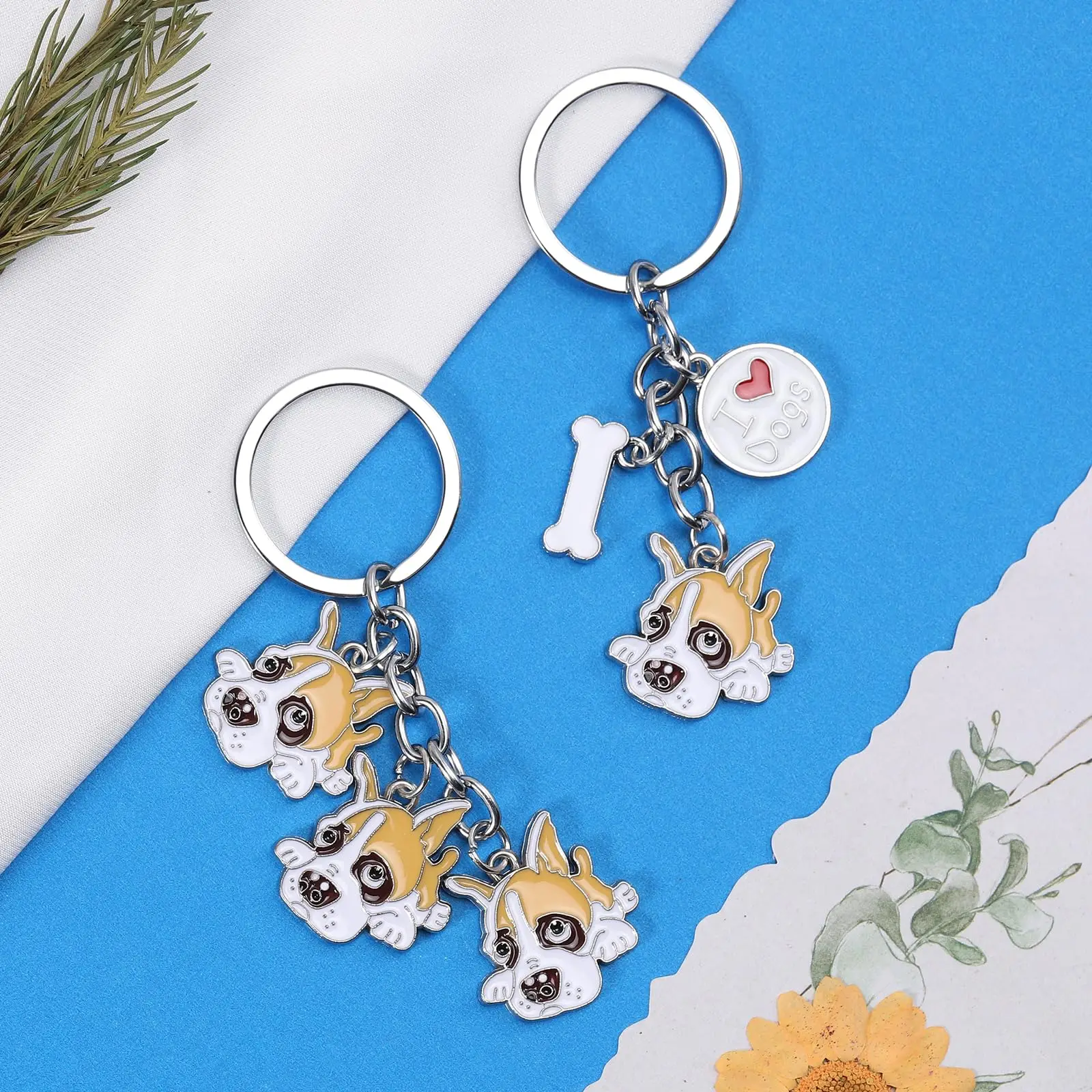 High quality Animal Key Chain custom 3D dog shaped soft enamel metal keychains