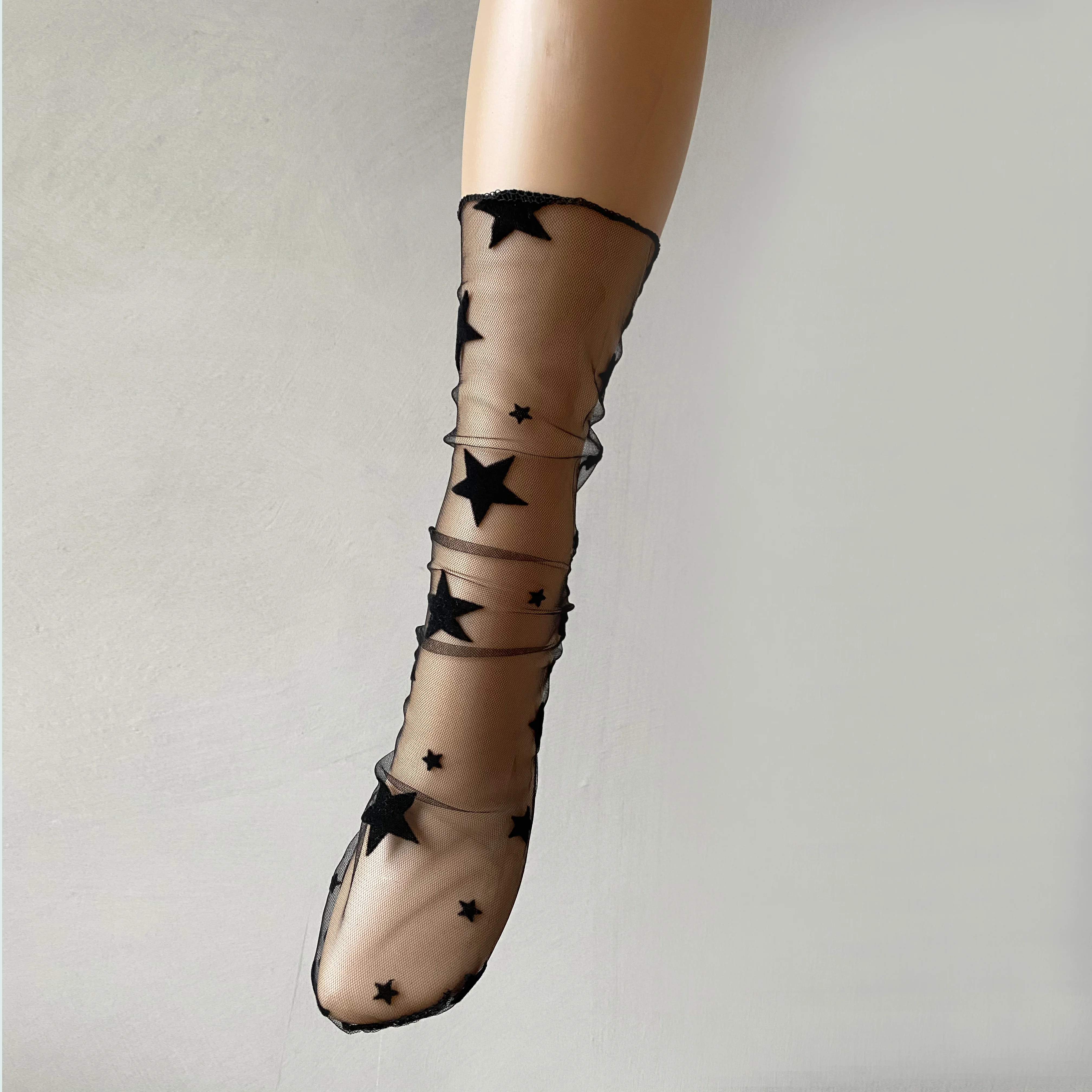 New Fashion black twinkle stars lady fishnet socks thigh high socks