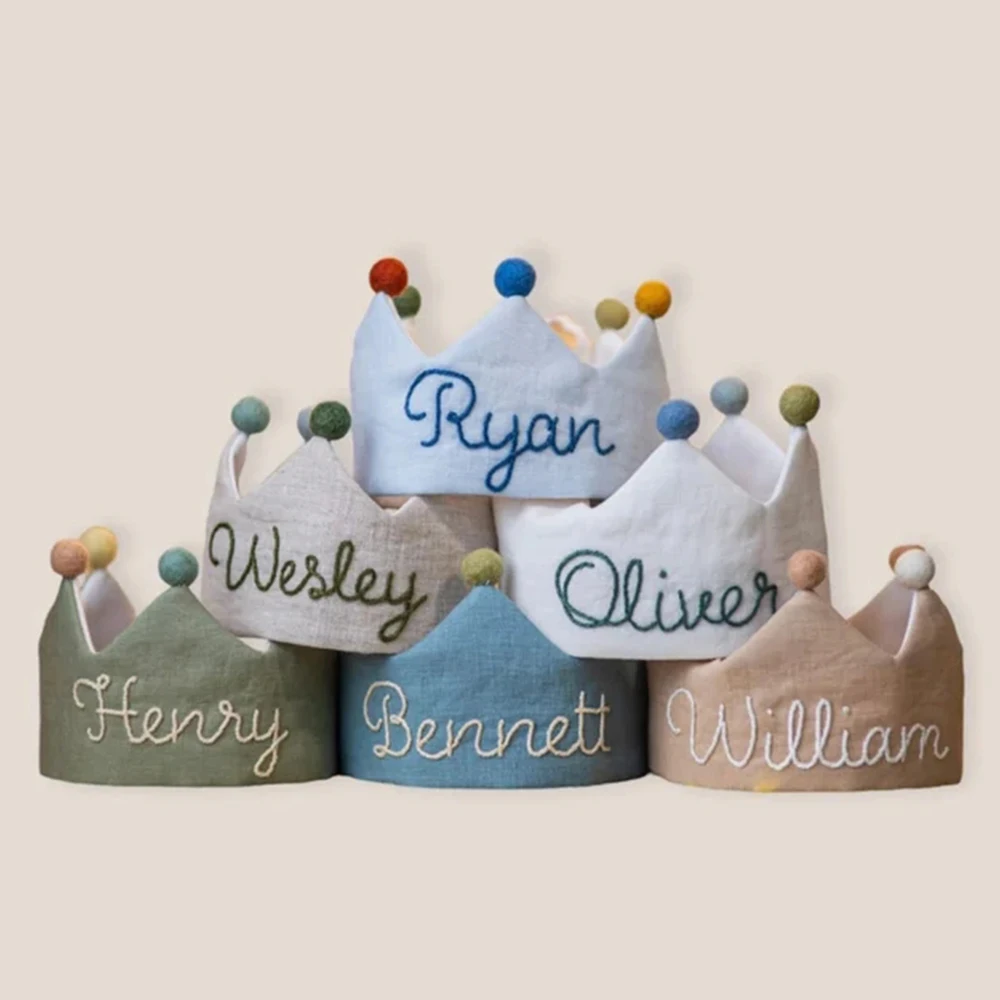 Soft Girl Baby For Kids Pom Pom Solid Color Infant Newborn Crowns Happy Birthday Hat