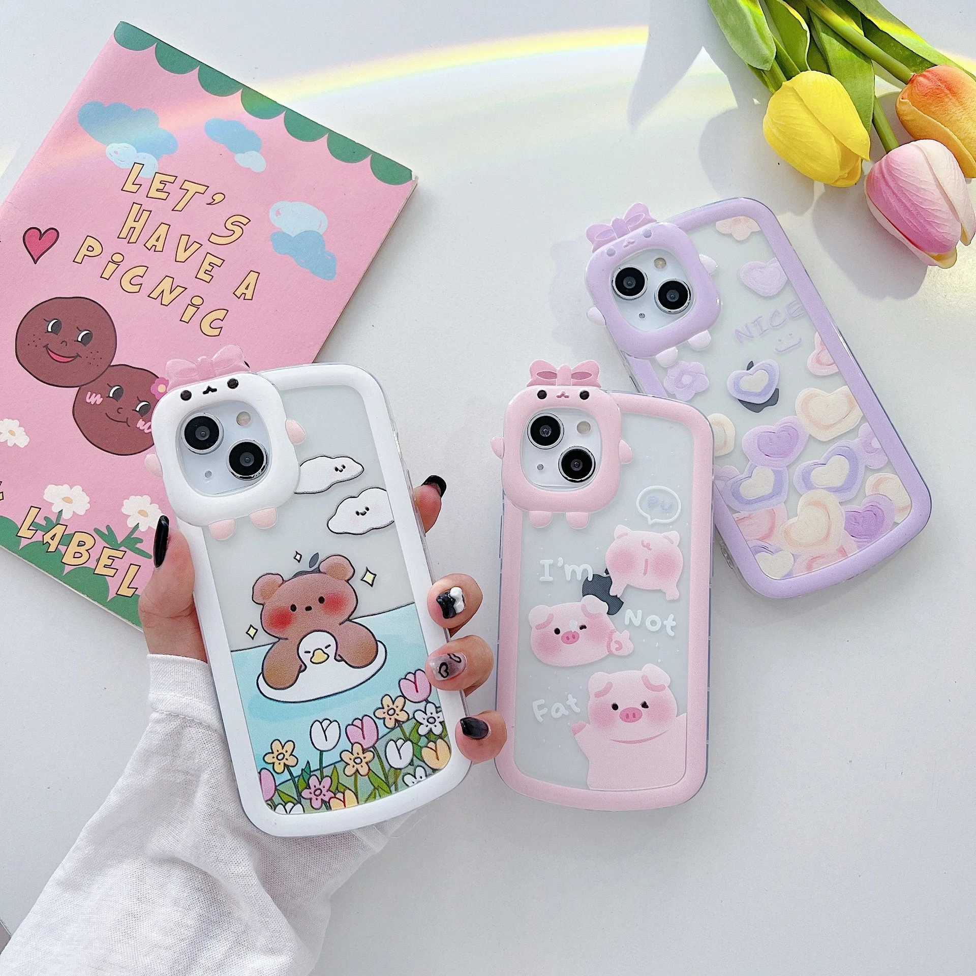 Wholesale High Quality Transparent Cartoon 3D Phone Case For Iphone 14 11 12 13 Pro Max Transparent Bumper Back Cover