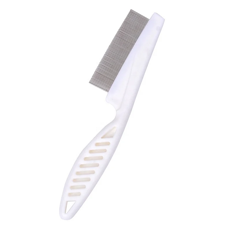 Pest control stainless steel ergonomic thread needle dog flea removal comb for removing fleas