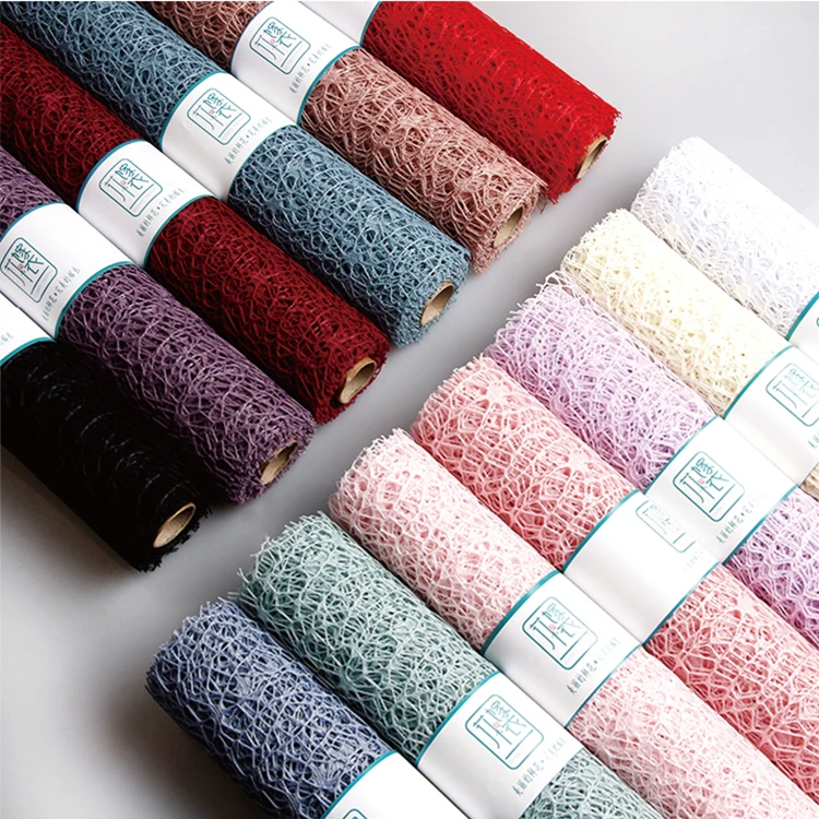 Circle Hollow Polyester Mesh Rolls Wrapping Packaging Colorful Recycle Gift Flower Wrapping Tissue Paper