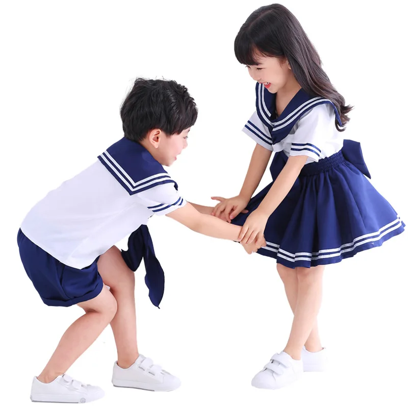 Children Naval Costumes Stage Halloween Navy Party Suit Pleated Skirt Costumes For Girls Boys