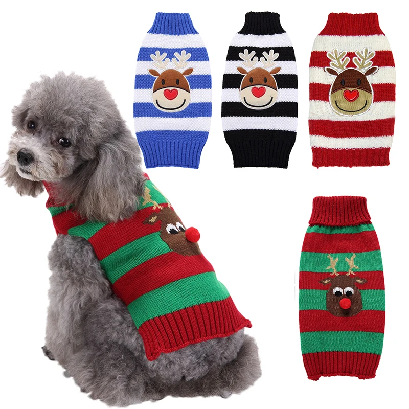 Dog Christmas Clothes Sweater Cute Autumn And Winter Cartoon Sweater Designer Cute Dog Clothes Sweater Pet Clothes