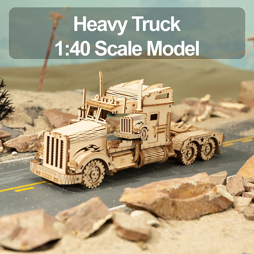CPC Certificated Robotime Rokr MC502 3D DIY Wooden Heavy Truck Car Puzzles Wood Crafts