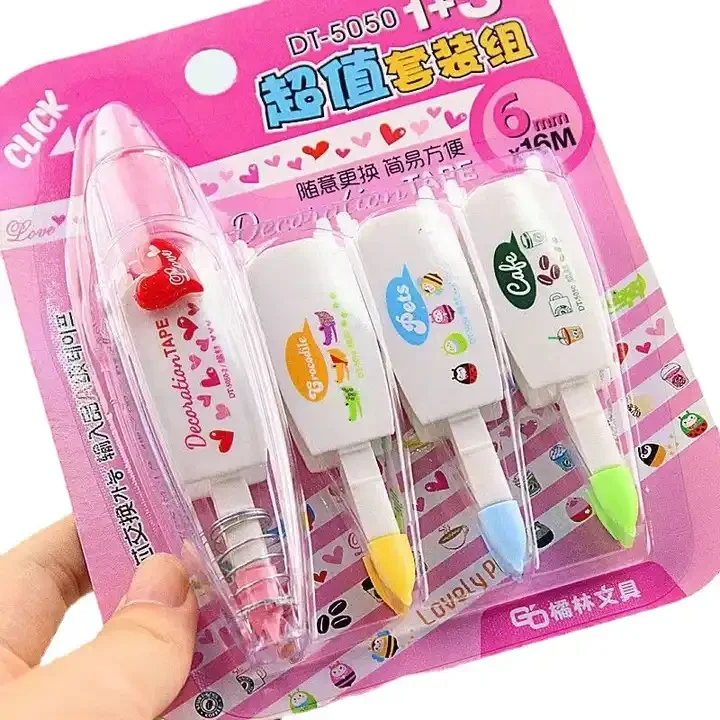 Cartoon Pattern Sticker Tape Pen Fun Stationery Notebook Diary Decorative Tape Label Sticker Cartoon Pattern Sticker Tape Pen