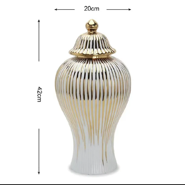 Luxury large chinese ceramic vases for decoration General Jar with Gold Plating Flower Vase Decorative Home Accent