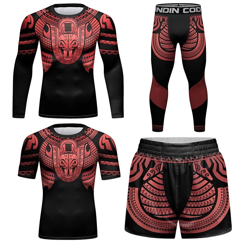 Cody Lundin Rash Guard Sublimation Rush Guards Sets MMA Clothing short sleeve wholesale compression wear mma shorts sets