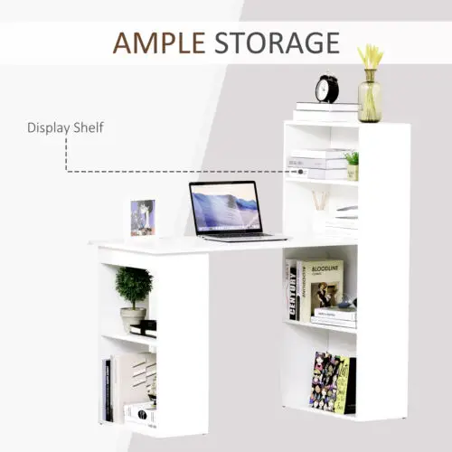 120cm Computer Desk PC Table Workstation w/ 3 Shelf & Drawers White